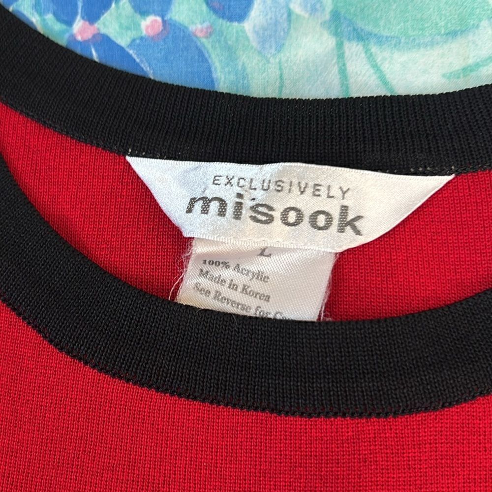 Exclusively Misook Knit Tank Top - L Red & Black - Picture 3 of 8